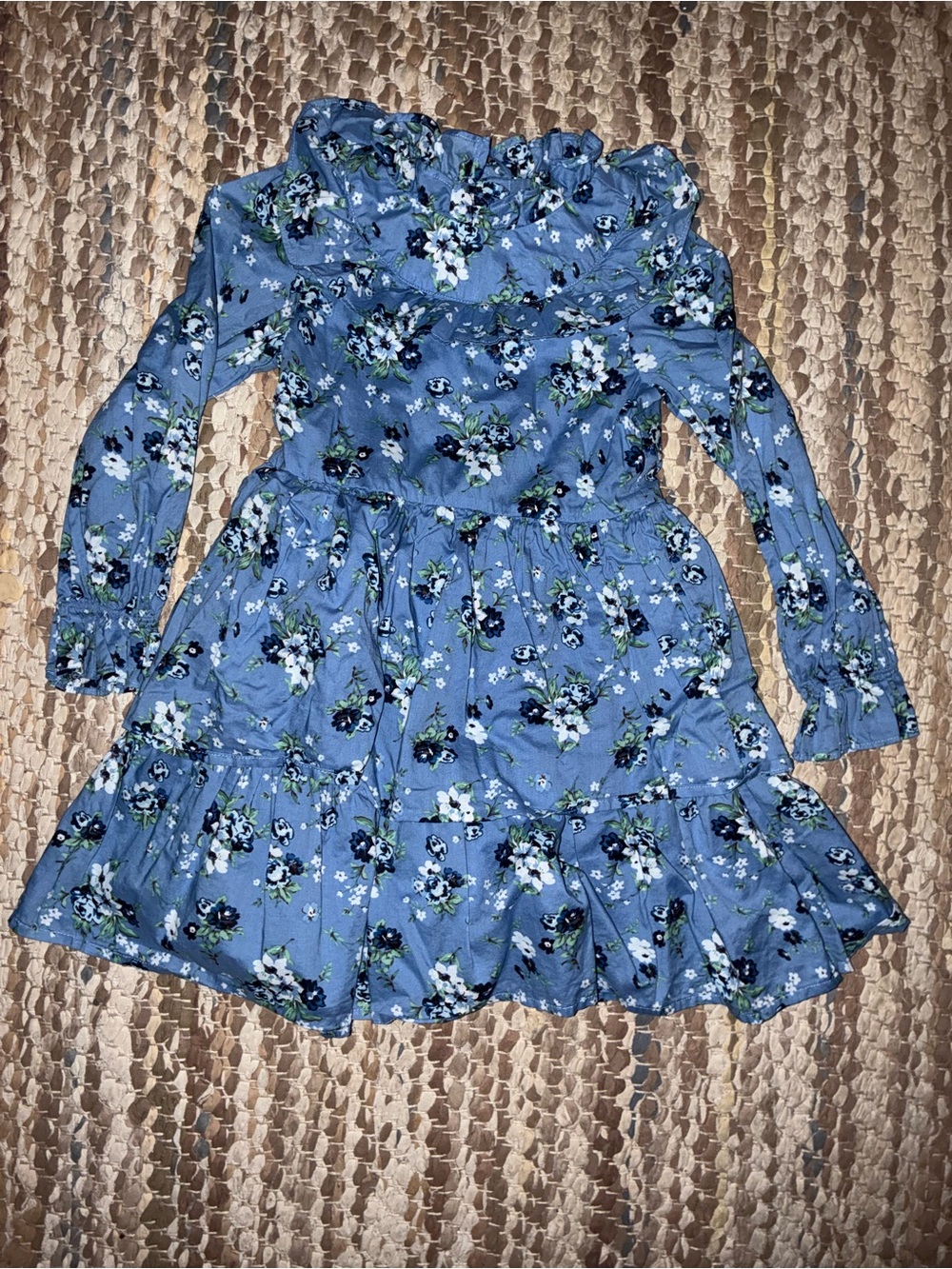 Janie and Jack Blue Floral Ruffle-Tier Dress
